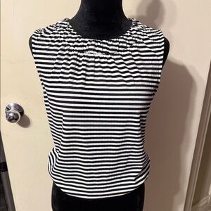 CAbi Black and White Striped Tank Top